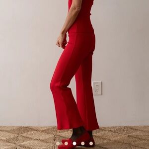 DONNI. Vibrant Red Flare Pants